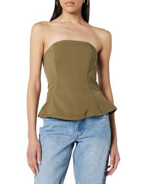 The Drop Alejandra Strapless Corset Top Crop - Verde