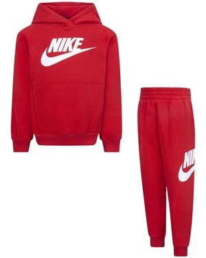 Nike Sudadera con capucha - Sudadera con bolsillos tipo canguro - Sudadera con logotipo bordado - Pantalón con cintura ajustable con - Rojo