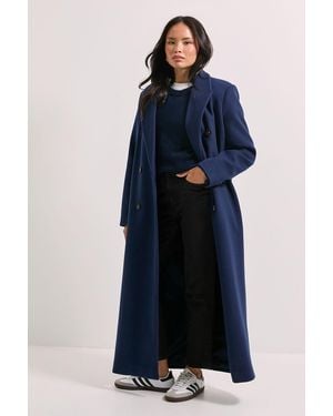 Dorothy Perkins Maxi Length Double Breasted Coat - Blue
