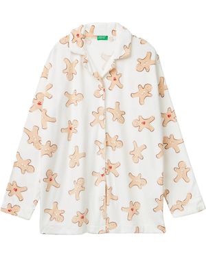 Benetton Jacke M/L 34ww3m06m Pyjamaoberteil - Weiß