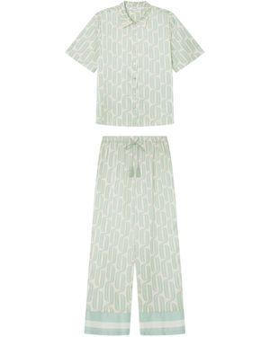 Women'secret Pijama Camisero Capri Estampado geométrico - Blanco