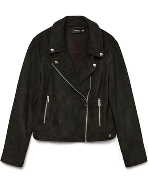 Vero Moda Faux Suede Biker Jacket - Black