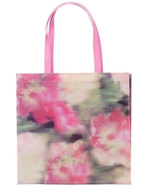 Ted Baker Drawcon Pink Large Blurred Floral Printed Icon Tote Bag