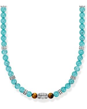 Thomas Sabo E Chaîne Éléments turquoise et oeil-de-tigre Argent Sterling 925 - Bleu