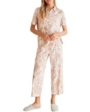 Women'secret Pijama Camisero 100% algodón Estampado Flores Juego - Neutro