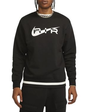 Nike Air Sweatshirt Swoosh Crew Neck Fleece Gevoerde Top Fn7692 - Zwart