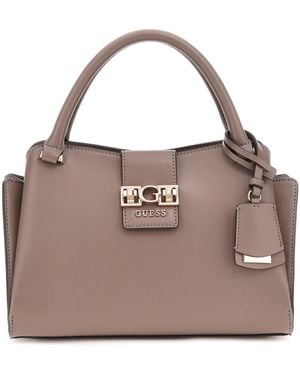 Guess Handtas Schoudertas Jane Satchel Dark Taupe - Grijs