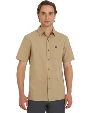 Quiksilver Premium Cotton Short Sleeve Button Down Seersucker Shirt - Green