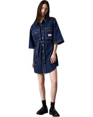 Calvin Klein Jeans Utility Belted Shirt Dress Other Dresses - Nero