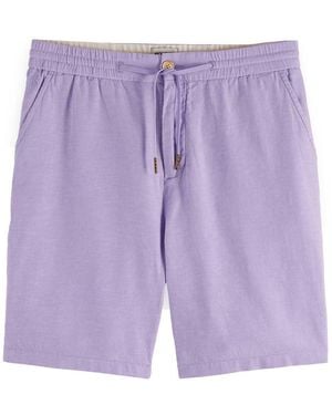 Scotch & Soda Seasonal core-Fave Cotton/Linen Twill Bermuda Shorts - Lila