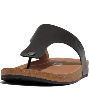 Fitflop Iqushion Leather Toe-post Sandals - Black