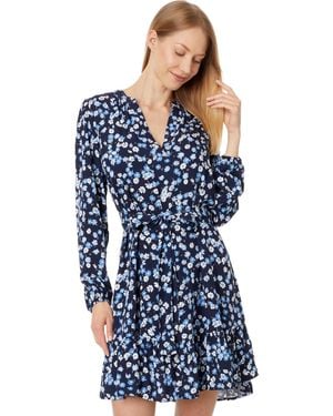 Tommy Hilfiger Carnation Band Collar Dress Sky Captain Multi Large - Blue