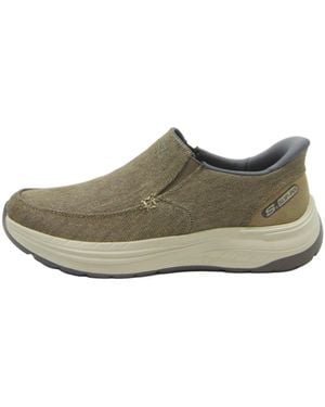 Skechers Slip-Ins 205356 Decklan Gulliver Taupe Mocassini Sportivi per Uomo in Tessuto - Verde