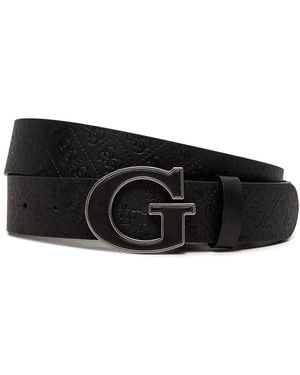 Guess Cintura G in pelle con logo 4G in rilievo per uomo - Nero