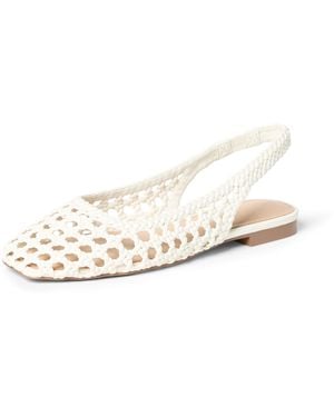 The Drop Palma Slingback Flat Sling Back Sandals - White