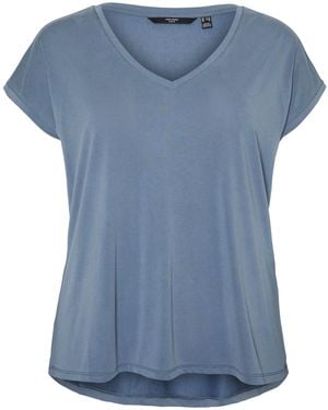 Vero Moda Curve Vmfilli Ss V-neck Tee Ga Curve Top - Blue