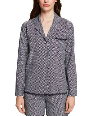 Esprit Printed Cotton Lace Sus S.shirt_a_l Pyjama Top - Grey