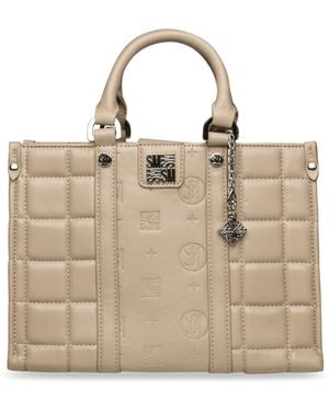 Steve Madden Bmich Quilted Top Handle Satchel - Natural