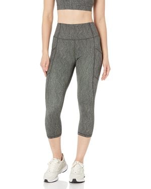 Amazon Essentials Leggings Capri Sportivi Modellanti per Allenamento a Vita Alta con Tasche - Grigio
