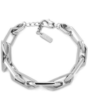 DIESEL Silberfarbenes Edelstahl Armband - Mettallic