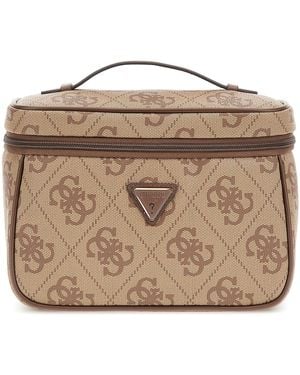 Guess Toiletry Train Case Latte Logo/Brown - Mettallic
