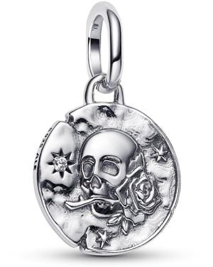 PANDORA ME Totenkopf Medaillon-Charm aus Sterling Silber mit Zirkonia - Mettallic