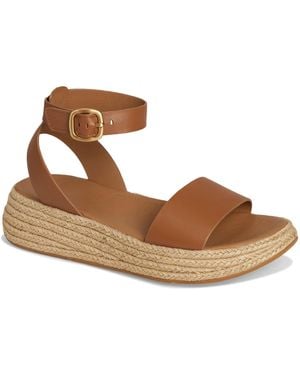 Fitflop F-mode Espadrille Leather Flatform A/strap Sandals - Brown