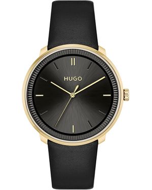 HUGO Analog Quarzuhr Unisex mit Schwarzes Wechselband Set - 1520024