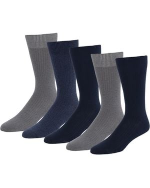 Amazon Essentials Comfortable Patterned Dress Socks - Blue