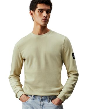 Calvin Klein Langarmshirt Badge Waffle LS Tee Basic - Grün