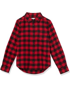 Amazon Essentials Camisa de Franela con Botones Niño - Rojo