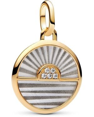 PANDORA ME Sonnenaufgang Medaillon Charm aus 14 Karat Vergoldetem Sterling Silber mit Zirkonia - Mettallic