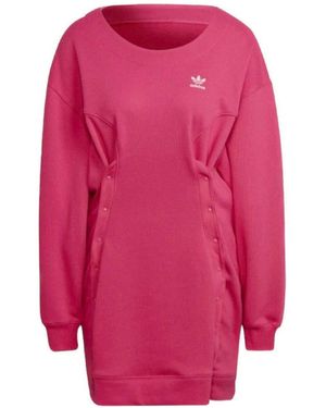adidas Robe sweat surdimensionnée pour femme avec boutons-pression - Rose