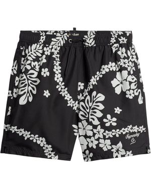 Superdry 17-Zoll Badeshorts aus recyceltem Material mit Hawaii-Print Surfschule Schwarz L