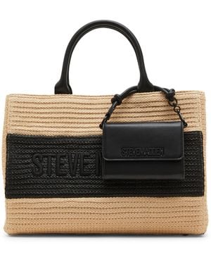 Steve Madden Lopez-s Large Straw Satchel W/mini Bag - Black