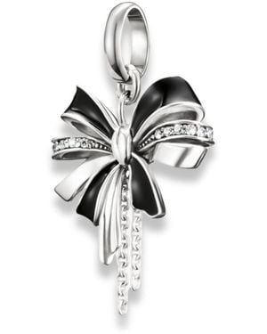 Thomas Sabo Ciondolo a forma di fiocco nero con zirconi – argento 925 riciclato – Gioielli da donna per bracciale e catena – Connect Charm - Bianco