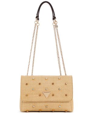 Guess Giully II Two Compound Convertible Flap Bag Natural