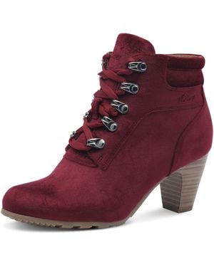 S.oliver Stiefelette zum Schnüren aus Textil mit Absatz Oktoberfest - Rot