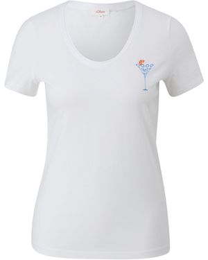 S.oliver T-Shirt im Slim Fit mit Print-Detail weiß 46