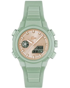 Lacoste Digital Multifunction Quartz Watch For Lc33 Collection With Green Silicone Bracelet