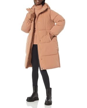 Amazon Essentials Chaqueta Acolchada Larga y de Talla Grande con Capucha - Blanco
