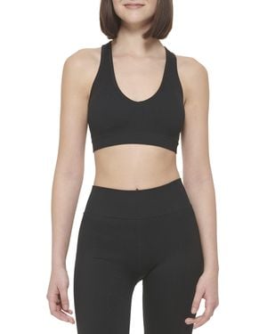 Calvin Klein Performance Thin Rib Sports Bra With Removable Cups - Black