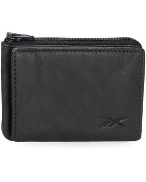 Reebok Club Portafoglio Orizzontale con Chiusura a Clic Blu 11x8,5x1 cm Pelle - Nero