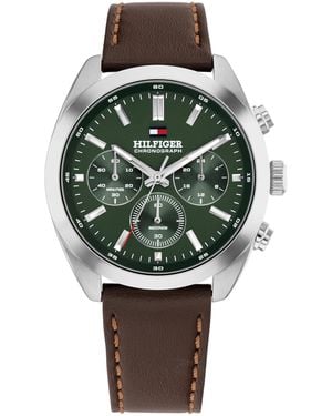 Tommy Hilfiger Reloj Cronógrafo de Cuarzo para Hombre con Correa de CueroMarrón Oscuro - 1710719 - Verde