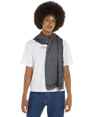 Calvin Klein Monogram Jacquard Wintersjaal Voor - Zwart