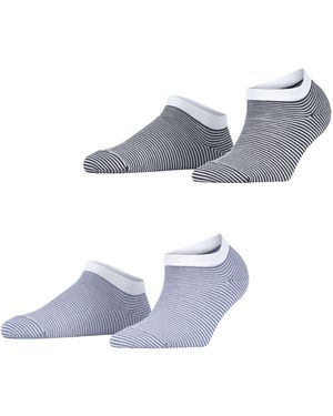 Esprit Korte Sokken Fine Stripe Multipack W Sn Katoen Kort Gedessineerd 2 Paar - Wit