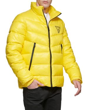 Guess Midweight Logo Oversized Zip Puffer - Yellow