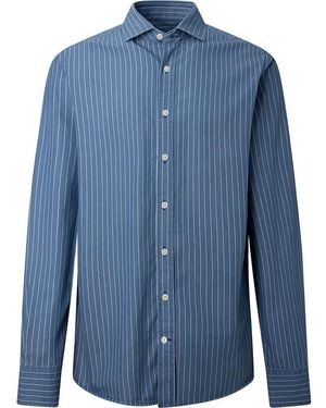 Hackett Indigo Nadelstreifen Hemd - Blau