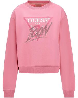 Guess S Icon Cn Jumper Crew Jumper Pullover Top Paris Pink M