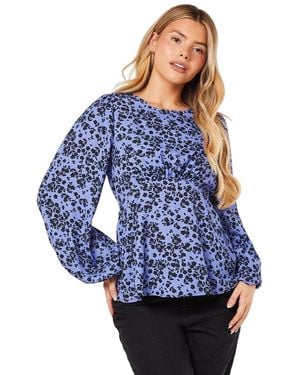 Dorothy Perkins Blue Ditsy Long Sleeve Tea Blouse